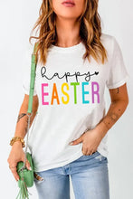 HAPPY EASTER Round Neck Short Sleeve T-Shirt White Woman T Shirts