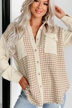 Houndstooth Button Up Long Sleeve Jacket Woman Outerwear