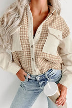 Houndstooth Button Up Long Sleeve Jacket Woman Outerwear