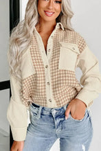 Houndstooth Button Up Long Sleeve Jacket Woman Outerwear