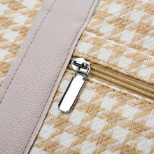Houndstooth Canvas Duffel Bag with Leather Straps Medium Size Travel Bags