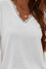 Lace Detail V-Neck T-Shirt Woman T Shirts