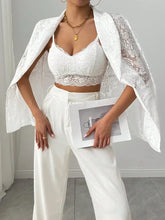 Lace Lapel Collar Long Sleeve Blazer Woman Outerwear