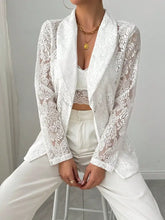 Lace Lapel Collar Long Sleeve Blazer Woman Outerwear
