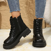 Lace Up Combat and Ankle Boots for Women in Black Cream and Beige Woman Boots