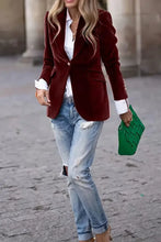 Lapel Collar One Button Blazer Woman Outerwear