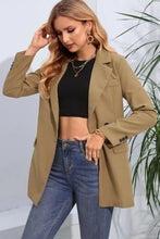 Lapel Neck Long Sleeve Blazer with Pockets Woman Outerwear