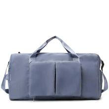 Large Oxford Cloth Travel Duffel Bag with Pink Accents Dusty Blue One Size Travel Bags