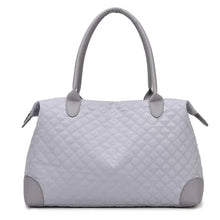 Large Quilted Oxford Cloth Tote Bag in Gray Pink or White Gray One Size Travel Bags