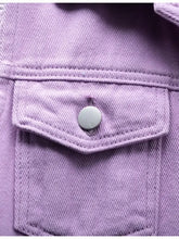 Lavender Denim Vest with Raw Hem and Pockets Woman Outerwear