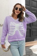 Lavender Skeleton Sweater with Long Sleeve Length for Women Lavender Sweater Pullovers