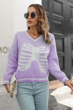 Lavender Skeleton Sweater with Long Sleeve Length for Women Sweater Pullovers