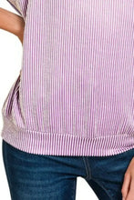 Lavender Striped Corded Rib Short Sleeve T Shirt for Women Woman T Shirts