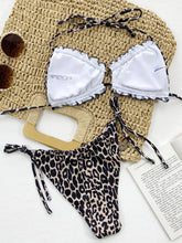 Leopard Print Bikini Set with Tie Side Bottoms and Removable Padding Swimwear