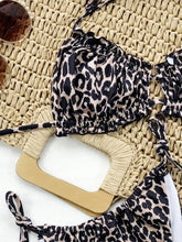 Leopard Print Bikini Set with Tie Side Bottoms and Removable Padding Swimwear
