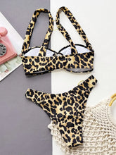 Leopard Print Bikini with Gold Ring Accents and Removable Padding Swimwear