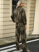 Leopard Print Buttoned Denim Jacket for Women with Pockets Woman Outerwear