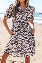 Leopard Print Puff Sleeve Mini Dress Leopard Casual Dresses