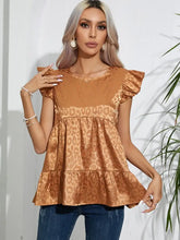 Leopard Print Ruffle Blouse for Women Camel Woman T Shirts