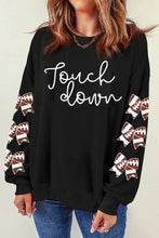 Letter Graphic Bow Long Sleeve Sweatshirt Black Woman Sweatshirts