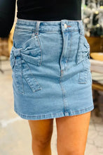 Light Blue Denim Mini Skirt with Bow Detail for Women Medium Woman Skirts