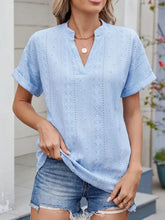 Light Blue Eyelet Blouse for Women Light Blue Woman T Shirts