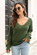 Light Blue Long Sleeve Knit Sweater with Scoop Neck Army Green Sweater Pullovers