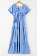 Light Blue Tiered Maxi Dress with Ruffled Details Casual Dresses