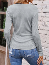Light Gray Ribbed Long Sleeve V Neck Knit Top for Women Woman T Shirts