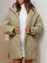 Light Green Quilted Hooded Button Up Coat for Women Woman Outerwear