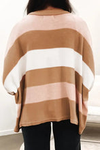 Long Sleeve Striped Sweater in Brown and Pink Sweater Pullovers