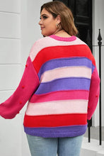 Long Sleeve Striped Sweater with Pom Pom Sleeves Sweater Pullovers