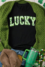 Lucky Shamrock Black Short Sleeve T Shirt for Women Woman T Shirts