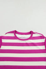 Magenta and White Striped Sleeveless T-Shirt Dress Casual Dresses
