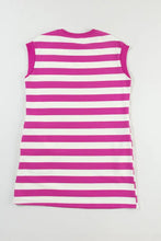 Magenta and White Striped Sleeveless T-Shirt Dress Casual Dresses