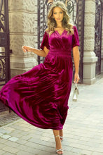 Magenta Velvet Maxi Dress with Pockets Maxi Dresses