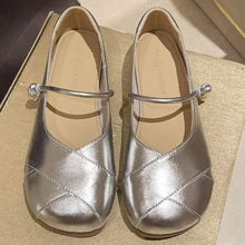 Mary Jane Flats and Loafers for Women in White and Tan Leather Silver Woman Loafers