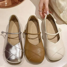 Mary Jane Flats and Loafers for Women in White and Tan Leather Woman Loafers