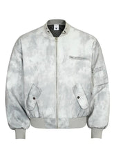 Gray Tie-Dye Patterned Bomber Jacket for Men White Men Outerwear