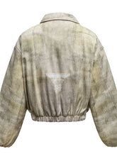 Distressed Paint Splatter Zip-Up Bomber Jacket for Men Men Outerwear