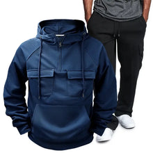 Mens Basic Style Hooded Pullover and Sweatpants Two Piece Set Mens Sets