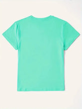 Mint Green Cartoon Graphic T-Shirt for Women Woman T Shirts