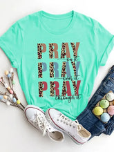 Mint Green Pray Text T Shirt for Women 100 Percent Polyester Aqua Woman T Shirts