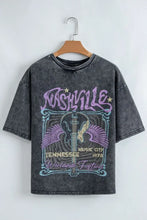 Nashville Graphic Acid Washed Gray Cotton T-Shirt for Women Woman T Shirts