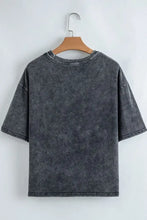 Nashville Graphic Acid Washed Gray Cotton T-Shirt for Women Woman T Shirts