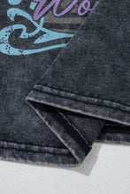 Nashville Graphic Acid Washed Gray Cotton T-Shirt for Women Woman T Shirts