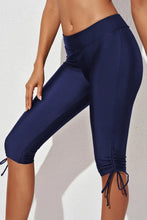 Navy Blue Capri Swim Leggings with Tie Detail Swim Bottoms