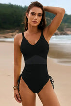 Navy Blue One Piece Swimsuit with Crisscross Chest and Removable Padding Swimwear
