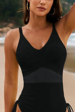 Navy Blue One Piece Swimsuit with Crisscross Chest and Removable Padding Swimwear