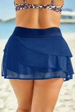 Navy Blue Ruffled Swim Skirt Stretchy Swim Bottom Swim Bottoms